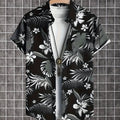 Men'S Summer Short-Sleeve Button-Up Shirt with Prints